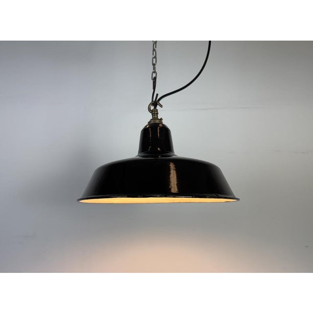 Industrial Black Enamel Factory Pendant Lamp, 1960s For Sale - Image 14 of 16