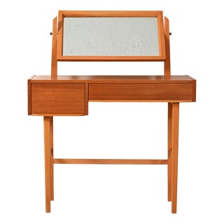 Scandinavian Teak Dressing Table with Reclining Mirror, 1960s For Sale