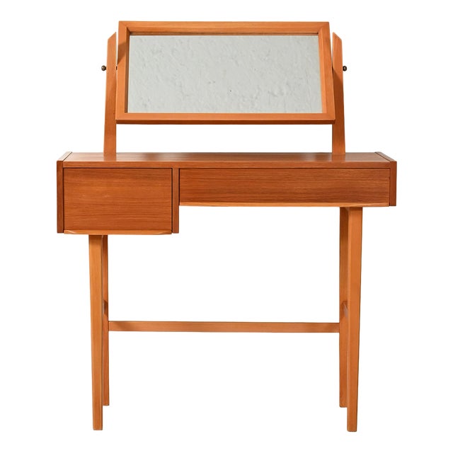 Scandinavian Teak Dressing Table with Reclining Mirror, 1960s For Sale