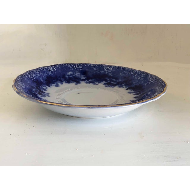 Shabby Chic Antique Ridgway Dundee Flow Blue Saucer For Sale - Image 3 of 11
