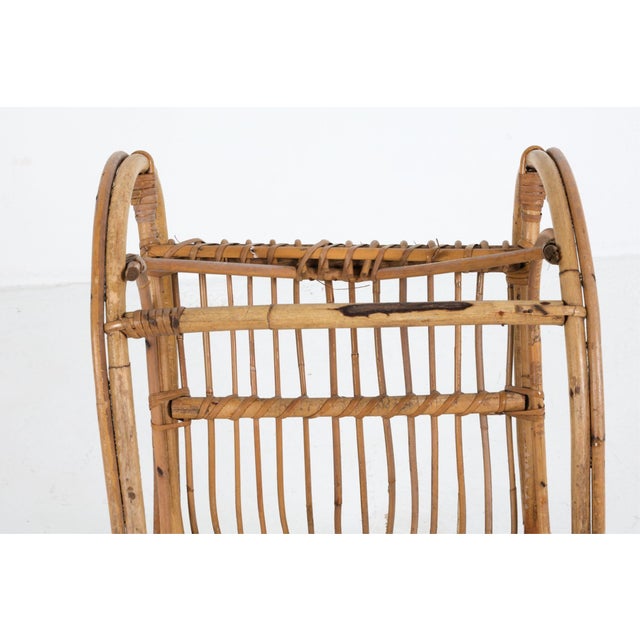 Wood Mid Century Danish Child's Bamboo & Rattan Rocking Chair For Sale - Image 7 of 8