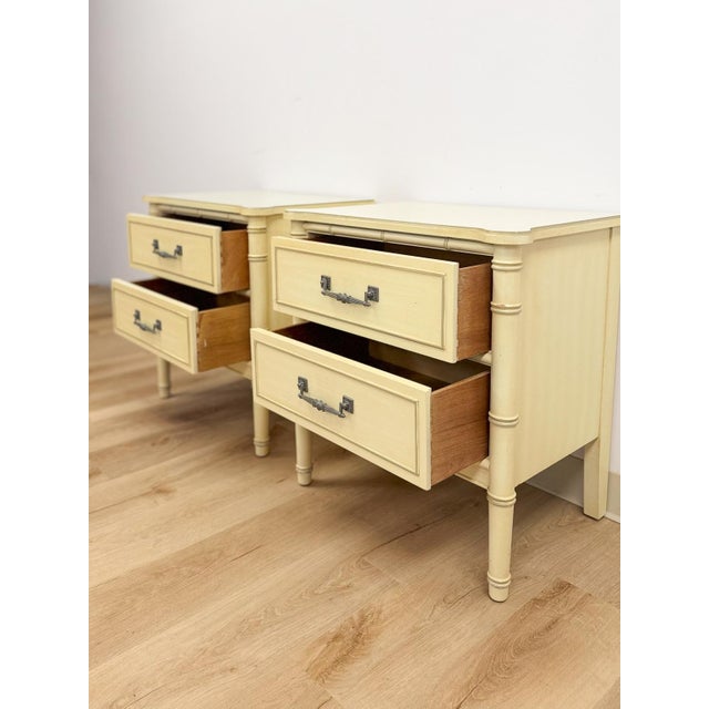 Vintage Henry Link Bali Hai Coastal Hollywood Regency Cream Nightstands, 2 Pieces, Attributed For Sale - Image 9 of 13