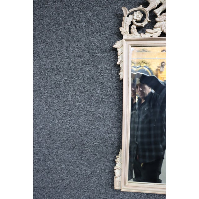Rococo Carved Rococo-Style Mirror With Bird & Foliage Crest For Sale - Image 3 of 7