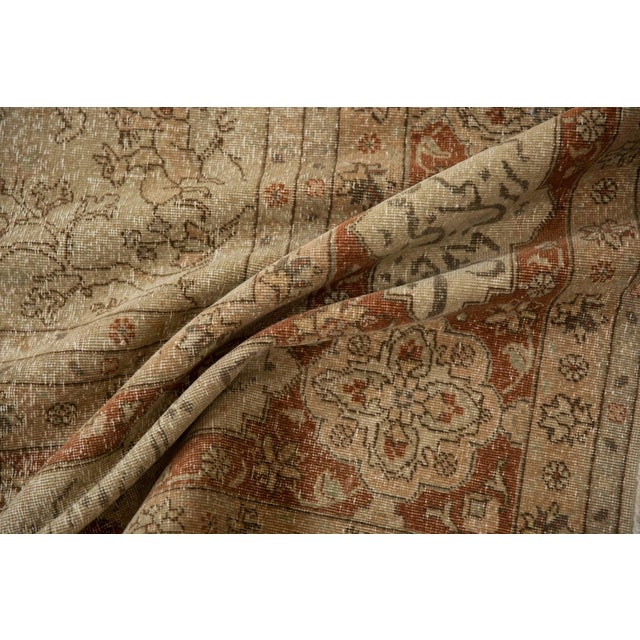 Beige Vintage Distressed Tabriz Carpet - 8'3" x 10'7" For Sale - Image 8 of 11