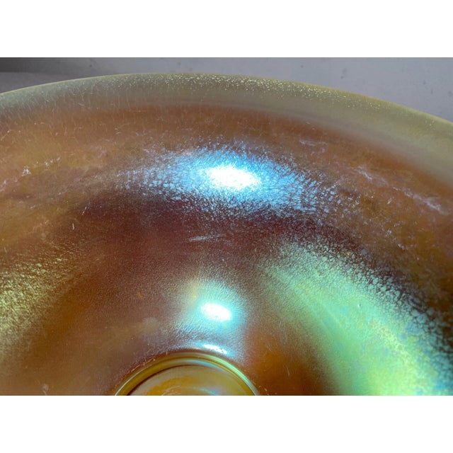 Large Hand Blown Steuben Aurene Lustre Ware Iridescent Calcite Glass Bowl 12 Inch For Sale - Image 9 of 12