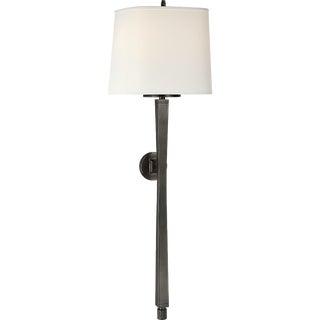 Thomas O'Brien for Visual Comfort Signature Edie Baluster Sconce in Bronze with Linen Shade For Sale