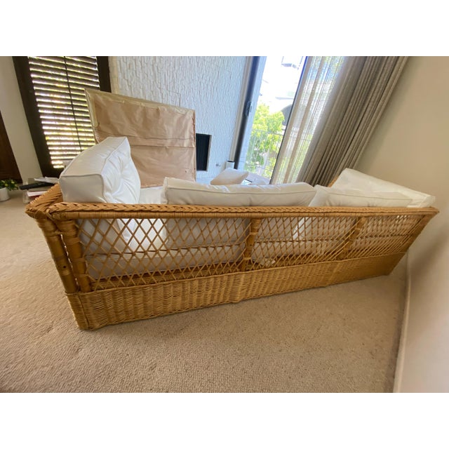 White McGuire Company Wicker Rattan Couch, 1970s For Sale - Image 8 of 10