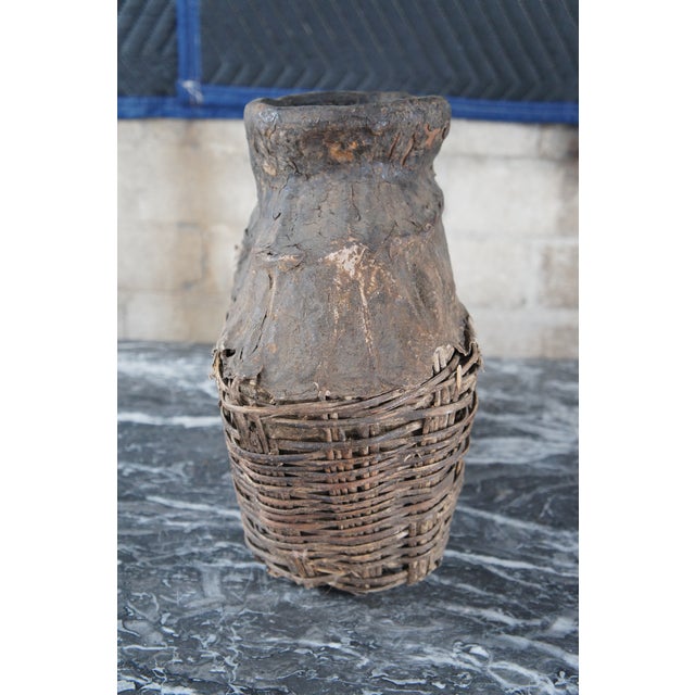 Early 20th Century Early 20th Century Antique Chinese Woven Willow Oil Container Jar For Sale - Image 5 of 8