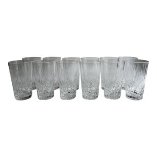 Vintage Set of 12 Cristal d'Arques Durand Clear Cut Crystal Tumblers For Sale