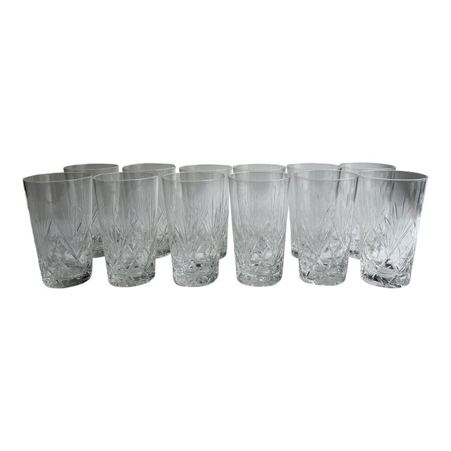 Vintage Set of 12 Cristal d'Arques Durand Clear Cut Crystal Tumblers For Sale