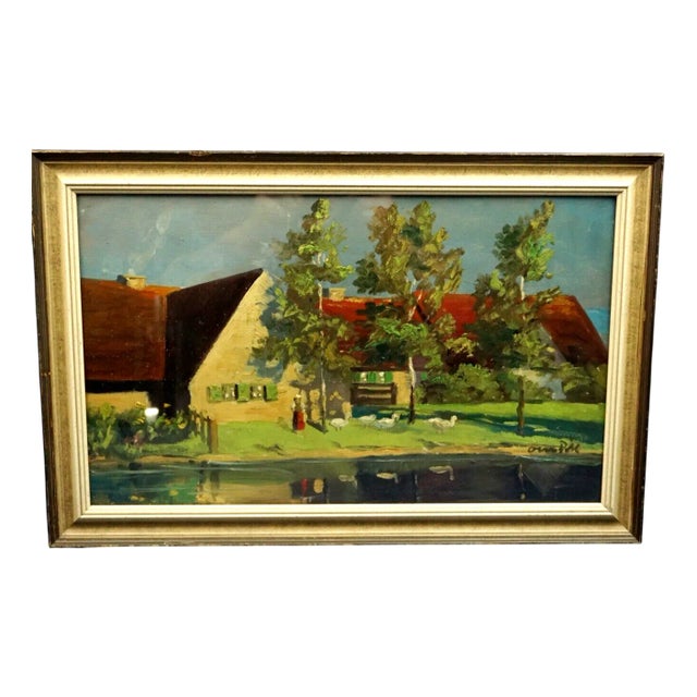 Otto Dill, Rural Landscape, 20th Century, Oil Painting on Cardboard For Sale