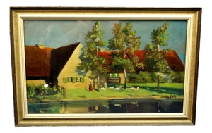 Otto Dill, Rural Landscape, 20th Century, Oil Painting on Cardboard