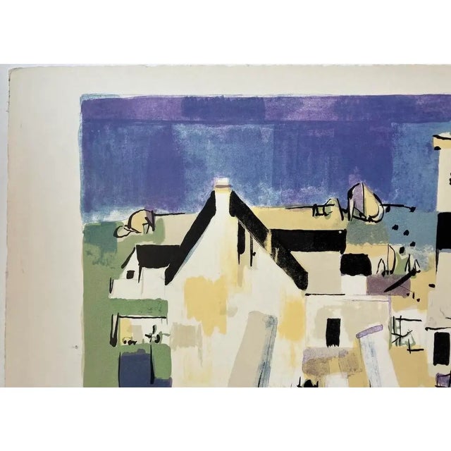 Mid-Century Modern Mid-Century Modern Claude Schurr "Seaside Village" Signed Lithograph, Circa 1950 For Sale - Image 3 of 10