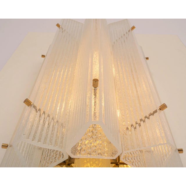 Metal Huge Triangular Frosted Glass Wall Sconces from Limburg, Germany, 1960s, Set of 2 For Sale - Image 7 of 14