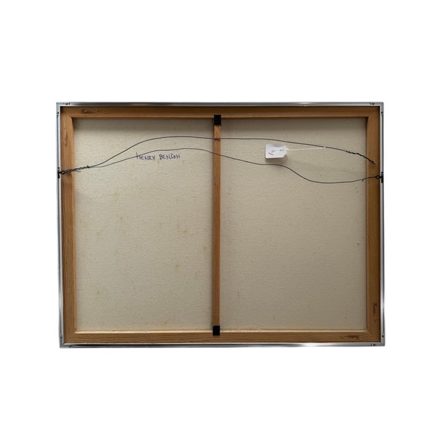 Brown Henry Benson, Large Oil Painting Beach Scene with Children Henry Benson Americana Art Seashore For Sale - Image 8 of 8