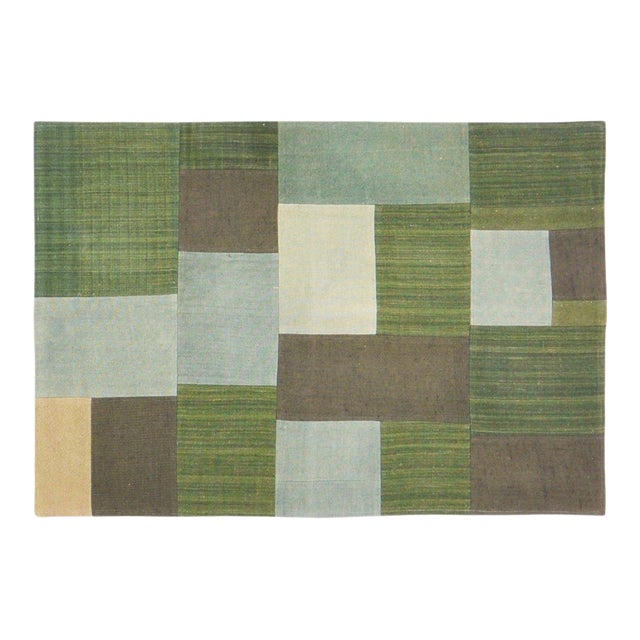 Vintage Turkish Hand Hand Woven Flatweave With Organic Wool and Soft Texture,3'X4'2" For Sale