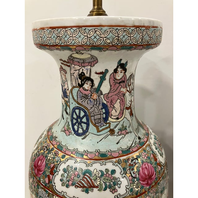 Pair of 1980s Hand Painted Chinese Lamps For Sale In Boston - Image 6 of 12