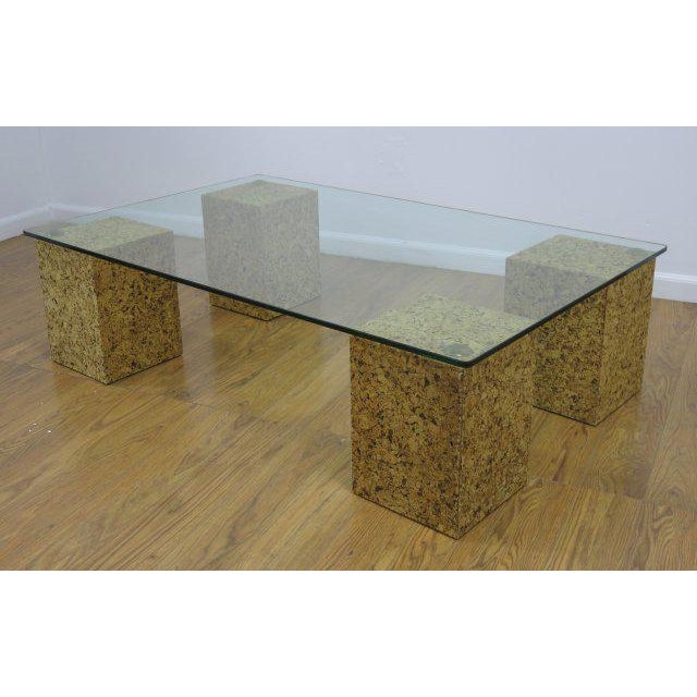 Cork & Brass Coffee Table with Glass Top, Circa 1970 Chairish
