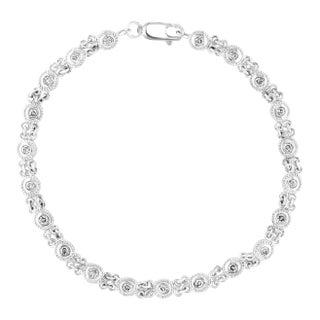 21 Round Diamond 4-5 Pointer Each Tennis Bracelet in 14 K White Gold, 1.0 Ct For Sale