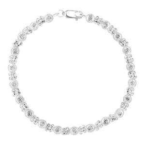 21 Round Diamond 4-5 Pointer Each Tennis Bracelet in 14 K White Gold, 1.0 Ct