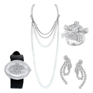 Piaget Paris Diamond & South Sea Pearl Suite Necklace, Earring Watch & Ring 18k