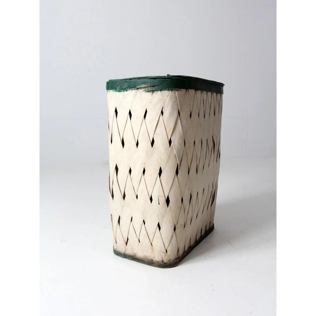 Wood Antique Woven Hamper Basket For Sale - Image 7 of 13
