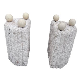 Postmodern Dining Table Mactan Stone Pedestals Only - Set of 2 For Sale
