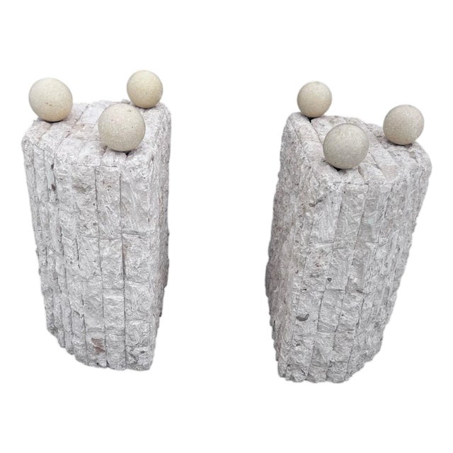 Postmodern Dining Table Mactan Stone Pedestals Only - Set of 2 For Sale