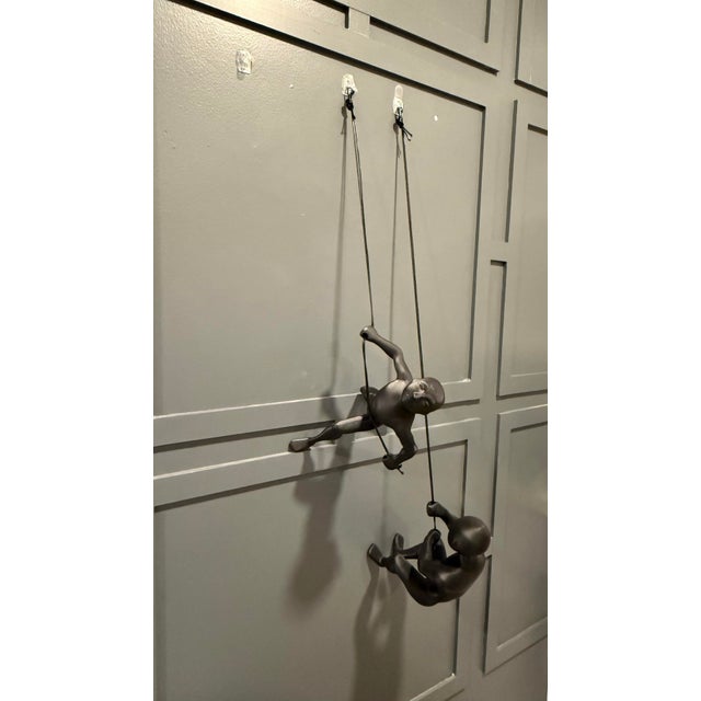 Not Yet Made - Made To Order Climbing Man Big 10 Inches Tall Black Wall Art Position 1 Black For Sale - Image 5 of 6