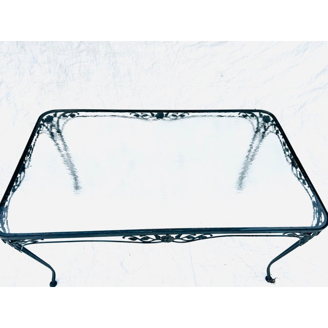 Vintage Chantilly Rose Wrought Iron Patio Table by Russell Woodard, Attributed For Sale In New York - Image 6 of 6