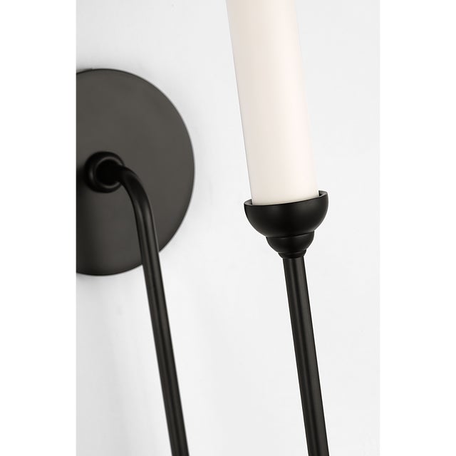 2020s Amber Lewis for Visual Comfort Signature Ingela 24" Single Sconce in Modern Iron with Silk Pleat Shade For Sale - Image 5 of 9