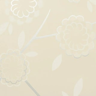 Schumacher x Neisha Crosland Bird Tree Wallpaper in Silver For Sale