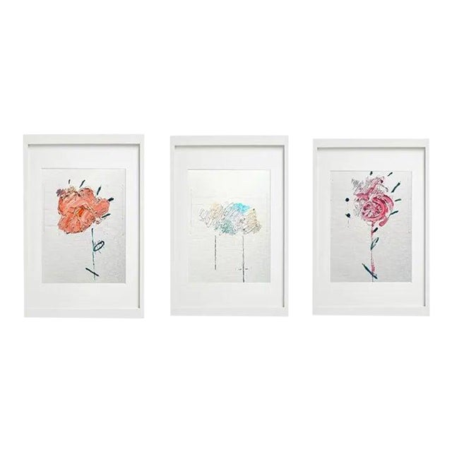 # Set of 3 - High-End Framed Organic Modern Original Botanic Floral Oil Paintings by Diane Grant / Contemporary Herbarium For Sale