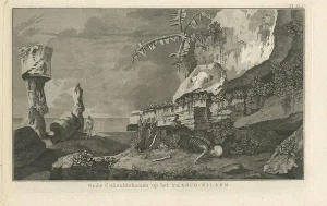 J. Cook, Illustration of Easter Island, 1803, Print