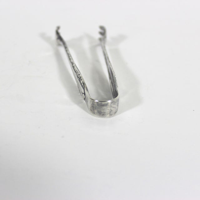 Small Vintage Ornate Silver Plated Sugar Tongs For Sale - Image 6 of 8