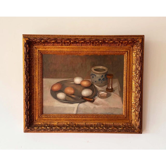 C v Tilburg, Still Life with Eggs, 1920s, Oil on Canvas For Sale - Image 4 of 9