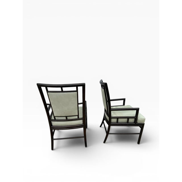 McGuire Late 20th Century Pair of McGuire San Francisco Asian Modern Faux Bamboo Lounge Chairs For Sale - Image 4 of 13