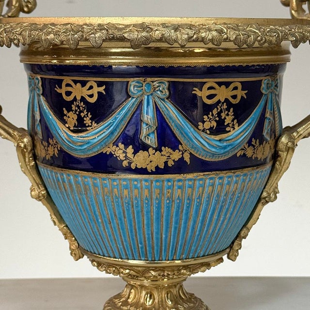 19th Century French Porcelain Vase in the Sèvres Style With Gilt Bronze Mounts For Sale - Image 15 of 18