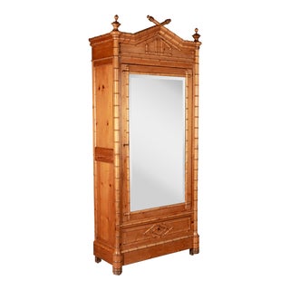 19th Century French Faux Bamboo Armoire or Wardrobe For Sale