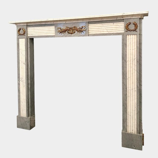 Hollywood Regency Vintage English Regency Style Marble Fireplace Mantel, 1920 For Sale - Image 3 of 8