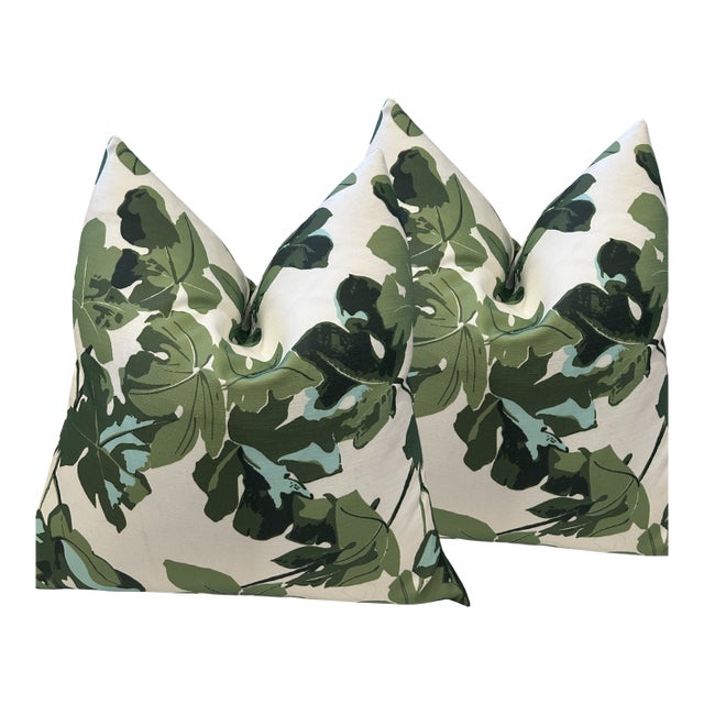 Set of 2 Peter Dunham Fig Leaf Designer Pillows For Sale
