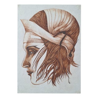 Agata Stomma, a Girl in Brown Color, 2022, Gouache and Canvas For Sale
