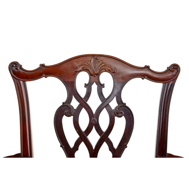 Set of Early 20th Century Chippendale Revival Armchairs, 1920s For Sale - Image 3 of 9
