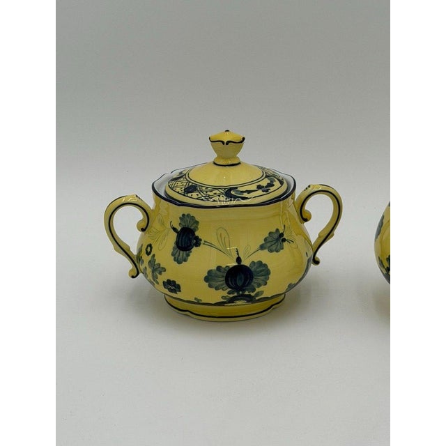 Early 21st Century Ginori 1735 Oriente Italiano Citrono Covered Sugar Bowl and Creamer For Sale - Image 5 of 18