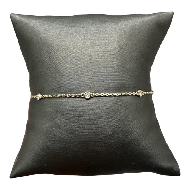 Diamond Station Bracelet in 14kt Yellow Gold – 0.15ctw, 7in, New For Sale