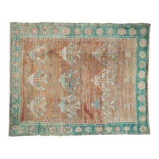 Vintage Distressed Oushak Square Rug - 3'10" x 4'9" For Sale