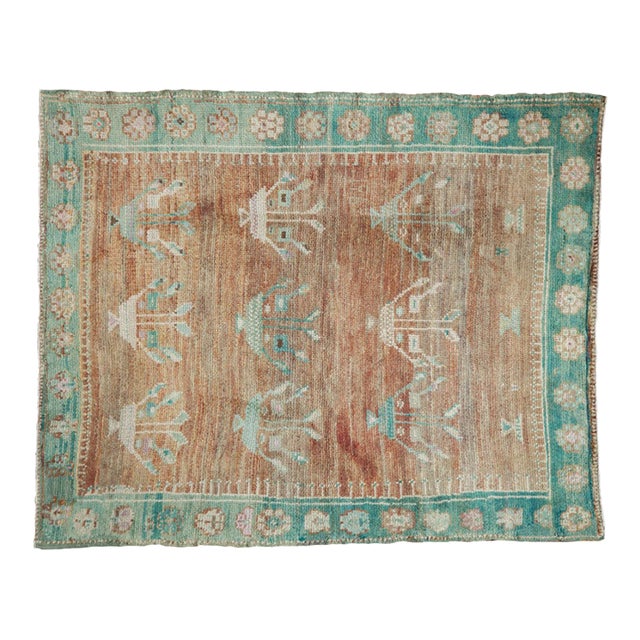 Vintage Distressed Oushak Square Rug - 3'10" x 4'9" For Sale