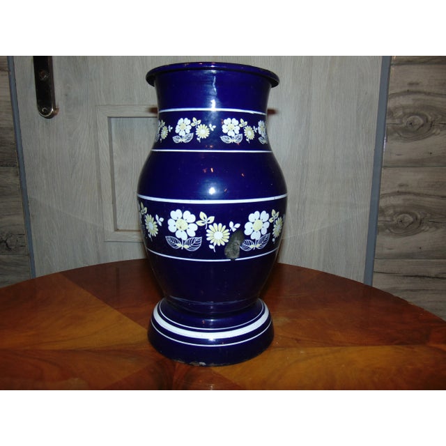 Mid-Century Enamel Vase with Flowers by Silesia Rybnik Steelsworks For Sale - Image 6 of 6