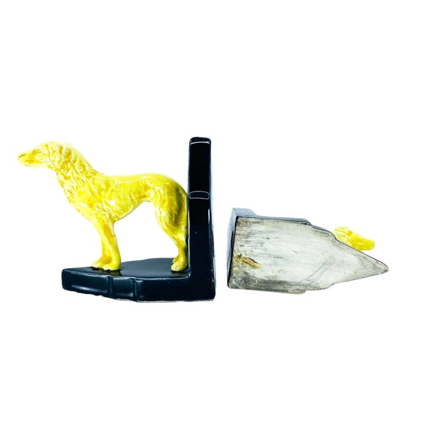 1950s Vintage Art Deco Borzoi Dogs Geometric Ceramic Bookends, Germany- Set of 2 For Sale - Image 5 of 5