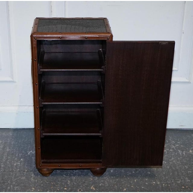 Vintage Brown Faux Crocodile Leather Trunk For Sale - Image 9 of 17